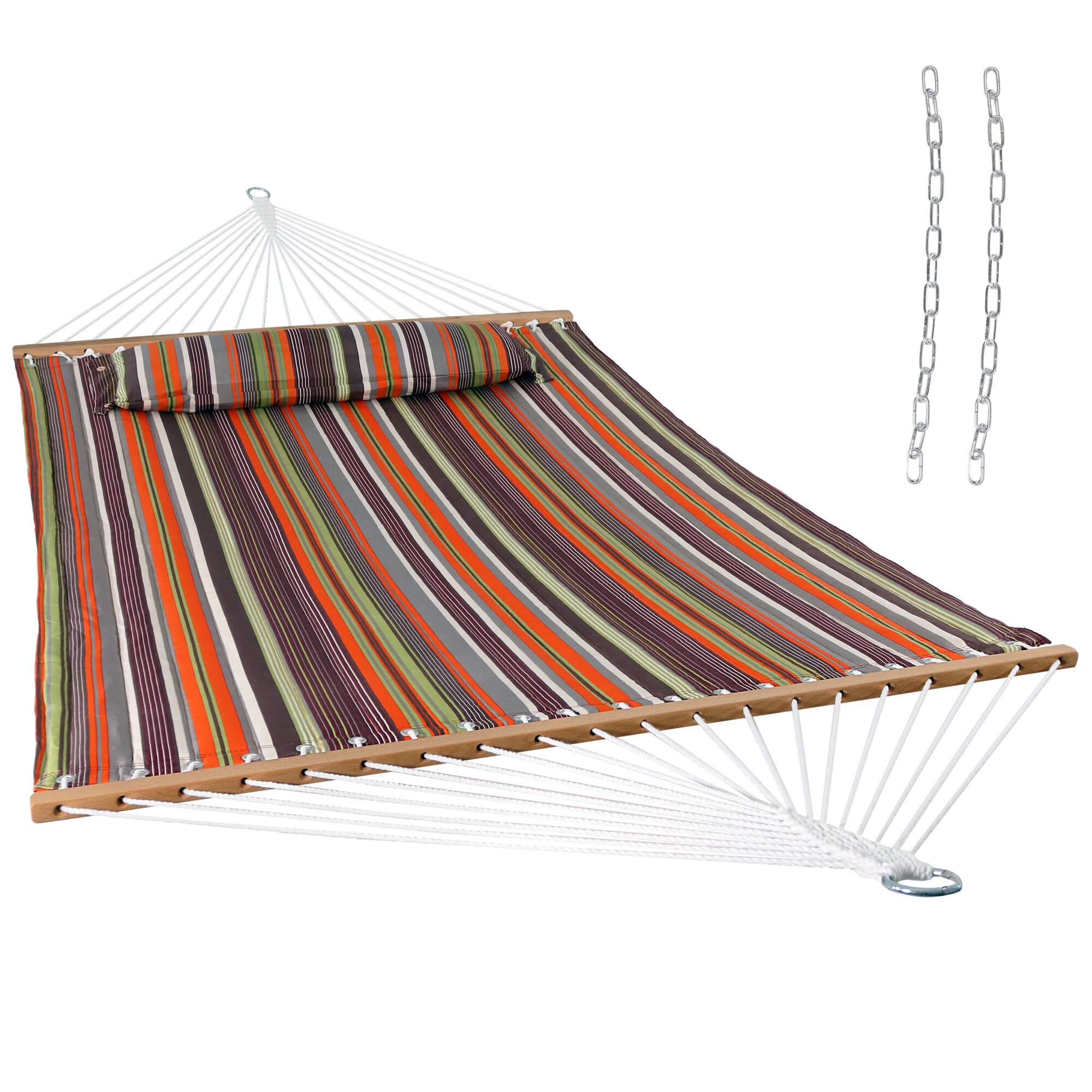 Sunnydaze Decor, Quilted Spreader Bar Hammock - Canyon Sunset, Color Orange, Capacity 450 lb, Material Polyester, Model# LY-QFH-CS